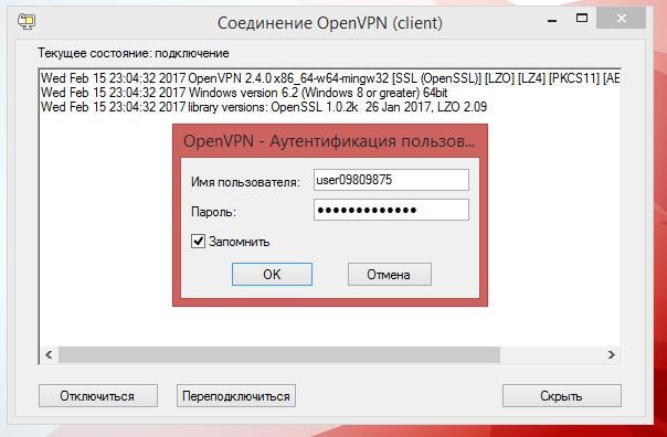 Настройка Windows OpenVPN соединение